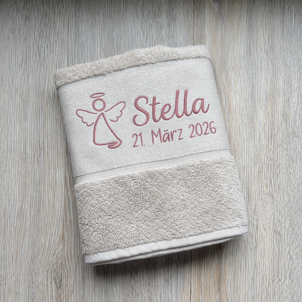 Duschtuch mit Name | Geschenk zur Kommunion, Taufe oder Konfirmation