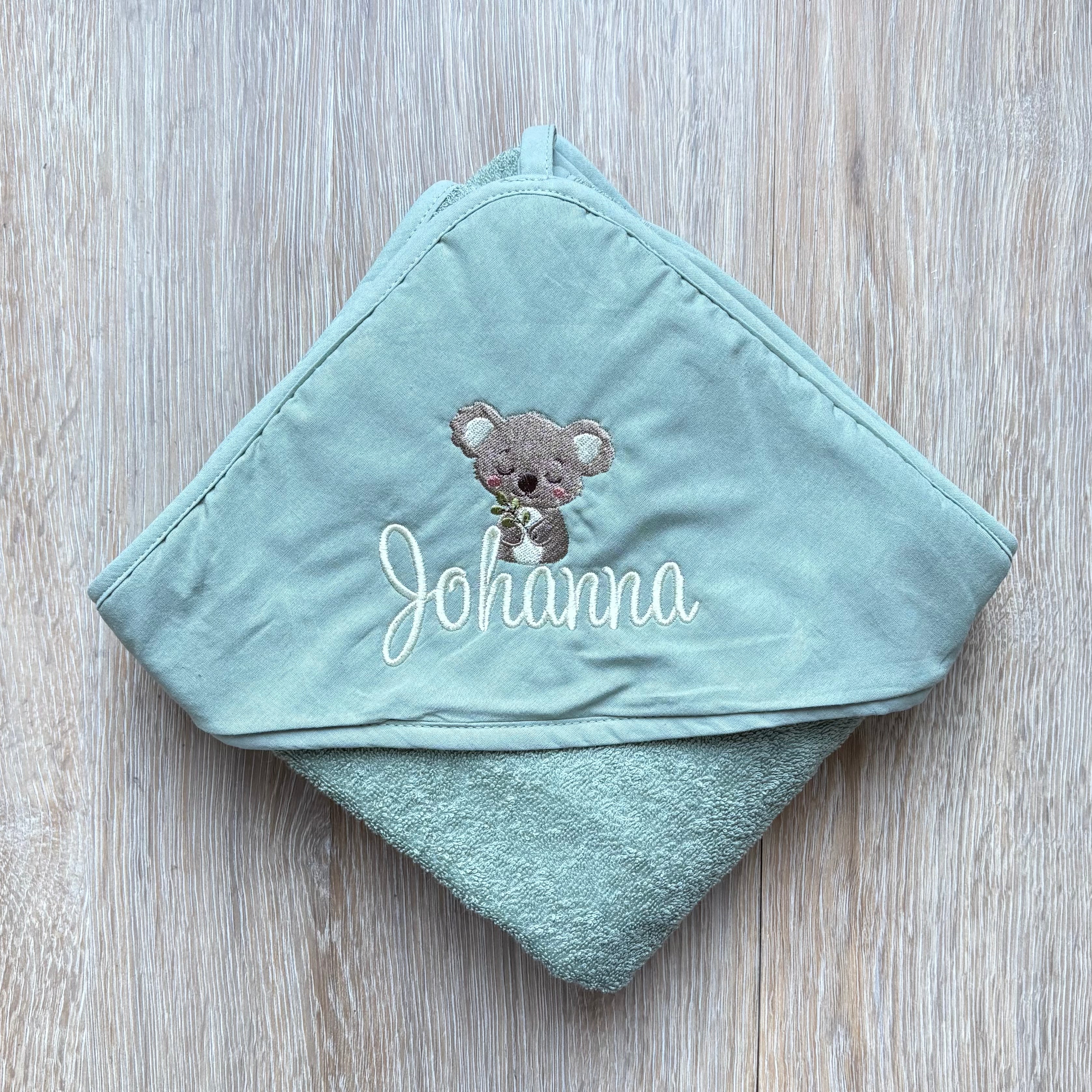 Baby-/Kinder- Kapuzenhandtuch Koala mit Namen | Geschenk zur Geburt