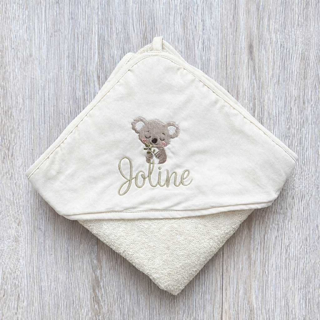 Baby-/Kinder- Kapuzenhandtuch Koala mit Namen | Geschenk zur Geburt