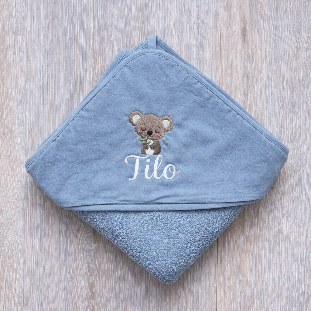 Baby-/Kinder- Kapuzenhandtuch Koala mit Namen | Geschenk zur Geburt